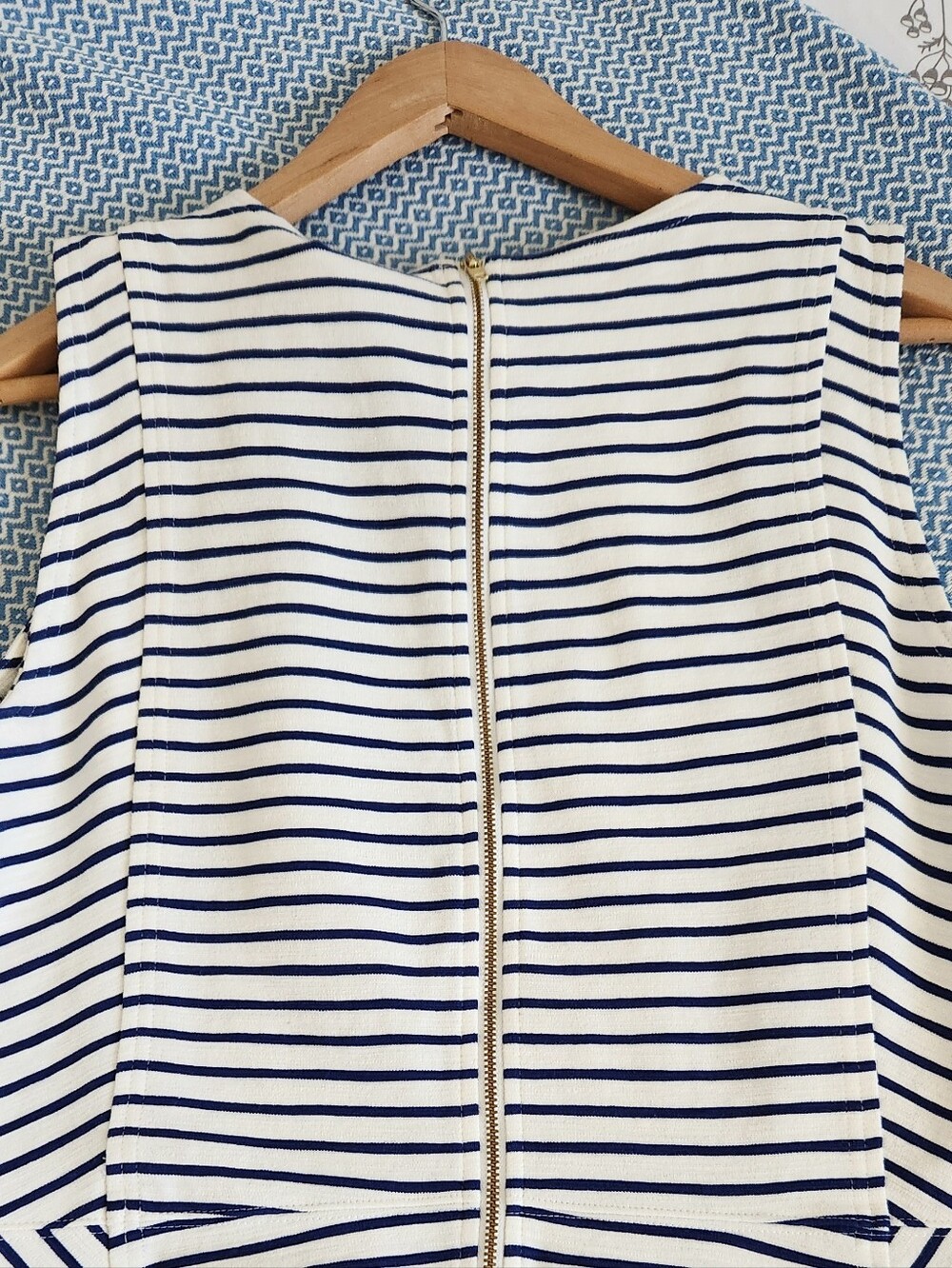 J. Crew Sleeveless Navy Stripe A-Line Dress - Picture 4 of 11